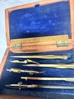 Antique Late 1800s Drafting Set In Refinished Wooden Box 