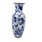 Vtg Traditional Blue And White Chinese Porcelain Vase 9 5   Floral Butterfly