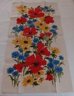 New Vintage Linen Dish Kitchen Towel Mod Red Yellow Flowers Unused Floral