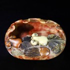 Chinese Natural Shoushan Stone Hand-carved Exquisite Goldfish Brush Washer 5718