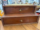 Antique Tramp Art Chip Carved Sewing Box Folk Art Jewelry Box Decoupage C1900