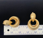 Vtg Napier Hoop Dangle Earrings Chunky Brushed Gold Tone Statement 80s Free Ship
