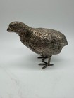 Vintage Silvered Metal Pair Of Quail Bird Figurines