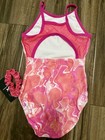Gk Elite Gymnastics Leotard Pink Coral Mesh Open Back Child Size Medium Nwt