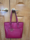 Michael Kors Mk Jet Set Tote Cherry Red With Charm Medium Handbag