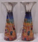 2 X Yair Emanuel Pillar Shabbat Candle Holders 6 3-inch Tea Light - New