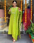 Handmade Embroidery Work Kurti Palazzo Dupatta Indian Wear Salwar Kameez Set
