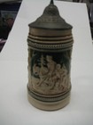 Rare Antique Vintage German Beer Stein Beautiful Design Puter Lid Free Ship   5 