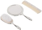 3 Pc Silver Chrome Girls Vanity Set Comb Brush Mirror 