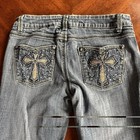 Old Navy Girls Size 5 Blue Medium Wash Bootcut Jeans Embroidered Pockets
