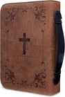 Bible Cover Carrying Case Book Bag Pu Leather Water Resistant Cross Print Multip
