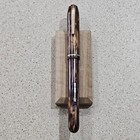 Vintage Majestic Lever Fill Amber With Pinstripes   Gold Tone Trim Fountain Pen