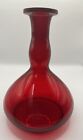 Vintage Mcm Ruby Red Glass Decanter Vase Cherry Red Art Glass Bottle Holiday 8   