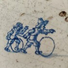 Dutch Delft Blue Tile -boys Playing Hoops -18th Century -5  Square -antique