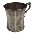 Antique 1840 s Gale   Hayden Coin Silver Octagonal Engraved Cup 4 83 Ozt