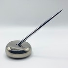 Polished Silver Plated Sculptural Pen Holder Paperweight With Slim Ballpoint Pen
