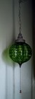 Vintage Original Hanging Midcentury Mod Light swag Lamp Textured Glass Pull Cord
