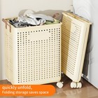 50-70l Collapsible Laundry Hamper Rolling Laundry Basket Cart W  Wheels Foldable