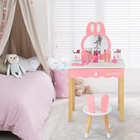 Kids Vanity Set Rabbit White Armoire Makeup Dressing Table Chair Set 40 5 In  X