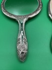 Vintage Style Silver Plated Vanity Set Mirror And Brush