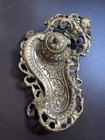 Vintage Art Nouveau Style Metal Inkwell Holder Stand  Missing Insert