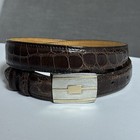Douglas Magnus Buckle Sterling Silver 14k Gold Beckmann Alligator Belt Sz 34