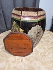 Antique 1800s Chinese Wooden Hand Painted Rice Barrel With Lid