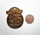 Large Antique Vintage Oriental Asian Chinese Brass Pendant Medallion
