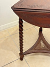 Vintage Antique Carved Wood Triangle Table    3  Legs   Drop Leafs   Beautiful