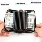 Women Rfid Blocking Credit Card Holder Genuine Leather Zipper Accordion Wallet