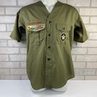 Vintage Boy Scouts Of America Bsa Shirt Ss Green W  Sash Merit Badge Neckerchief
