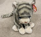Ty Beanie Buddy Cat Amber   Silver 1999 Tabby Striped Kitten Pair New With Tags