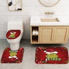 4pcs Christmas Shower Curtain Set With Non-slip Rugs  Toilet Lid Cover And Ba   