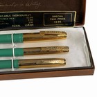 Nos Vintage Sheaffer Gold Pep Trio Green Fountain Pen Ballpoint Pencil Set W Box