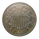 Usa 1865 Two Cent Piece Coin - Civil War Era Circulated - United States Mint
