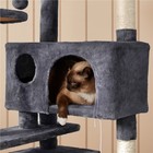 54 5  H Double Condo Cat Tree With Scratching Post Tower  Dark Gray