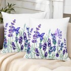 Lavender Floral Throw Pillow Covers Set Of 2 18x18 Inch Double-sided White Li   