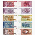 Yugoslavia 5 Pc Set 10 50 100 500 1000 Dinara P 103 104 105 106 107 Unc Banknote