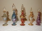 Egyptian Hand Blown Glass Perfume Bottles Set Of 5 Nib