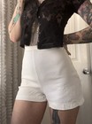 Vtg 40s Textured White High Waisted Shorts Side Zipper Pin Up 24   
