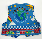 God Loves You Childrens Handcrafted Reversible Novelty Vest Size 3t Blue Cotton
