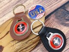New Rare Vintage 1970s Red Ford Mustang Car Leather Key Chain Ring Fob Nos