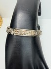 Vintage Sterling Silver Egyptian Revival Mixed Metals Panel Bracelet Signed 6 5   