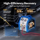 Refrigerant Recovery Machine 3 4 Hp Oil-less Compressor  558 Psi Auto Shut-off