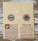 Vintage Paper Toy Ont Clark s Thread Spool Pet No 3 Bob Bunny Uncut 1930 Evc