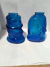 Vtg Wheaton Lenape Blueglass Native American Indian And Uncle Sam Blue Glass