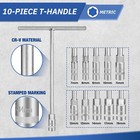T - Handle Socket Set  Metric T Handle Wrench Set 10 Pieces 7mm-19mm    crv 6point