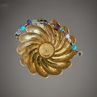 Vintage Small Shiny Scalloped Brass Bowl With Hand-beaded Handle Made In India