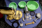 Vintage Sunbeam Mixmaster Model 1 Mixer Jadeite Bowls Juicer Glow   Many Extras