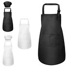 Mens Womens Chef Canteen Apron Kitchen With Hat Cooking Unisex Baker Costume
